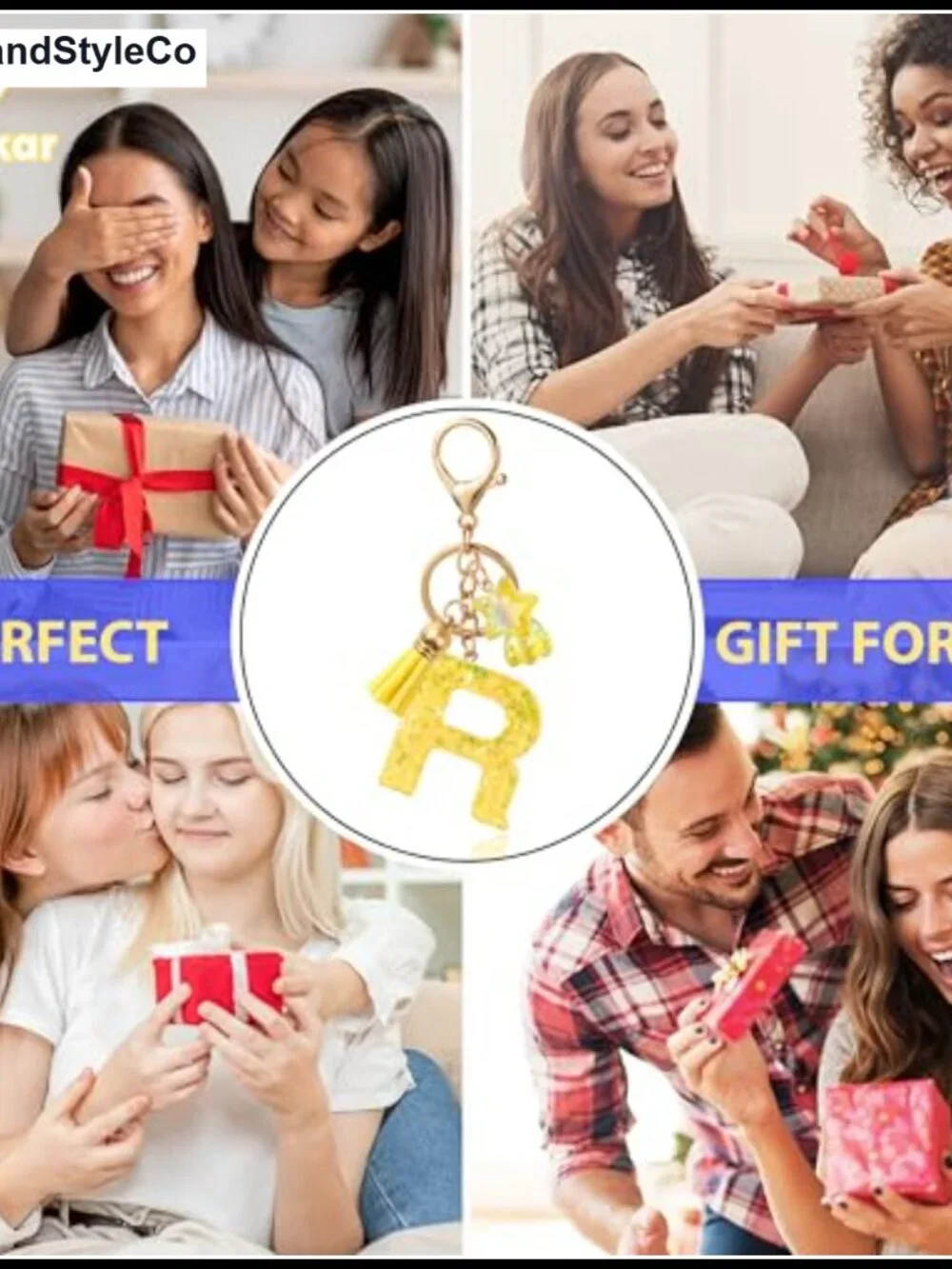 Star Letter Bag Charm Resin Initial Keychain Tassel